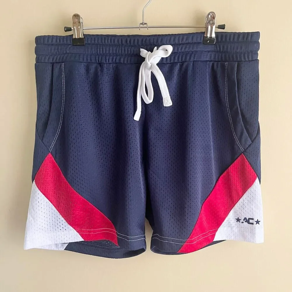 Andrew Christian Shorts Men's XL Blue Red Mesh Gym Athletic Short Inseam 5